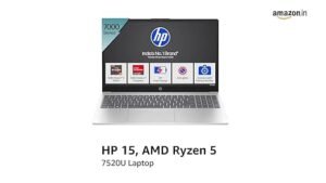 HP 15, AMD Ryzen 5 7520U (8GB LPDDR5, 512GB SSD) Anti-Glare, FHD,15.6''/39.6 cm, Win 11, Office 21, Silver, 1.59kg, fc0155AU, FHD Camera with Privacy Shutter, Backlit KB Laptop