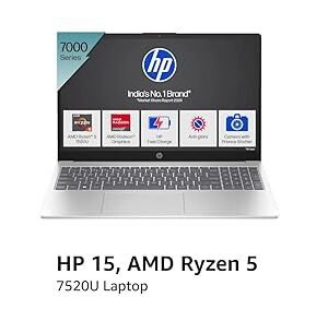 HP 15, AMD Ryzen 5 7520U (8GB LPDDR5, 512GB SSD) Anti-Glare, FHD,15.6''/39.6 cm, Win 11, Office 21, Silver, 1.59kg, fc0155AU, FHD Camera with Privacy Shutter, Backlit KB Laptop