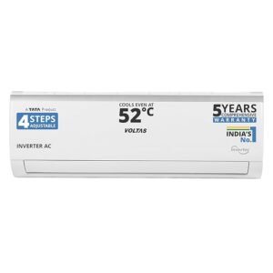 Voltas 243V Vectra Elite 2 ton 3 star inverter Split AC|4-IN-1 Adjustable mode|Energy Efficient|High ambient Cooling-cools even at 52°C|Anti dust filter with Anti-microbial coating|Copper Coil| White